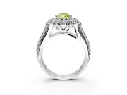 Large Accent Halo Engagement Ring Setting for Fancy Yellow Pear-Shaped Center with Pave Split Shank and Prong Head in Sterling Silver