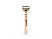 Cluster Engagement Ring Setting for Fancy Green Asscher Cut Center with Round Cut Accent Band and Prong Head in Rose Gold