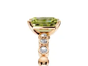 Solitaire Engagement Ring Setting for Fancy Yellow Emerald Cut Center with Bezel-Dot Beaded Band and Prong Head in Rose Gold
