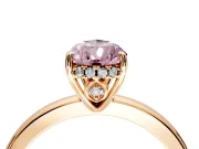 Solitaire Engagement Ring Setting for Fancy Pink Pear-Shaped Center with Fine Wire Band and Prong Head in Rose Gold