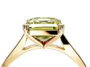 Solitaire Engagement Ring Setting for Fancy Yellow Asscher Cut Center with Tapered Shoulders and Prong Head in Yellow Gold