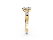 5 Stone Engagement Ring Setting for Pear-Shaped Center with Plain Band and Prong Head in Yellow Gold
