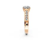 Solitaire Engagement Ring Setting for Cushion Cut Center with Round Cut Channel Band and Prong Head in Rose Gold
