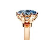 Solitaire Engagement Ring Setting for Fancy Blue Oval Center with Plain Band and Tulip Prong Head in Rose Gold
