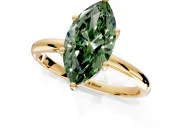 Hidden Halo Engagement Ring Setting for Fancy Green Marquise Center with Thin Round-Wire Band and Prong Head in Yellow Gold
