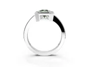 Halo Engagement Ring Setting for Fancy Green Emerald Cut Center with Milgrain Halo, Pave Band and Prong Head in Platinum