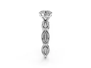 Solitaire Engagement Ring Setting for Round Cut Center with Marquise Panel Band and Prong Head in Platinum