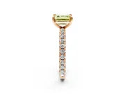 Solitaire Engagement Ring Setting for Fancy Yellow Asscher Cut Center with Shared-Prong Accents and Prong Head in Rose Gold