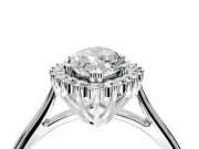 Starburst Halo Engagement Ring Setting for Marquise Center with Thin Round-Wire Band and Prong Head in Sterling Silver