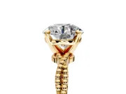 Solitaire Engagement Ring Setting for Round Cut Center with Twist Band and Bead Prong Head in Yellow Gold