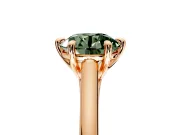 Solitaire Engagement Ring Setting for Fancy Green Round Cut Center with Cathedral Band and Prong Head in Rose Gold