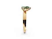 Solitaire Engagement Ring Setting for Fancy Green Pear-Shaped Center with Wide Knife Ridge Band and Prong Head in Yellow Gold