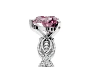 Solitaire Engagement Ring Setting for Fancy Pink Heart-Shaped Center with Marquise Panel Band and Prong Head in Sterling Silver