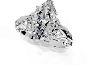 Solitaire Engagement Ring Setting for Marquise Center with Filigree Accent Basket and Prong Head in Platinum