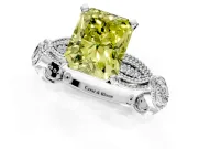 Solitaire Engagement Ring Setting for Fancy Yellow Radiant Cut Center with Marquise Panel Band and Prong Head in Sterling Silver