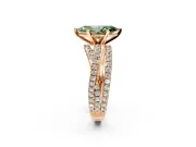 Solitaire Engagement Ring Setting for Fancy Green Marquise Center with Woven 3-Strand Pave Band and Prong Head in Rose Gold
