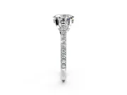 Solitaire Engagement Ring Setting for Oval Center with Widening Pave Band and Claw Prong Head in White Gold