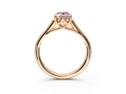 Solitaire Engagement Ring Setting for Fancy Pink Oval Center with Cathedral Band and Prong Head in Rose Gold