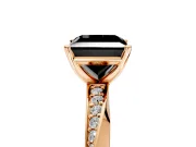 Side Accent Engagement Ring Setting for Fancy Black Princess Cut Center with Accent Shoulders and Prong Head in Rose Gold