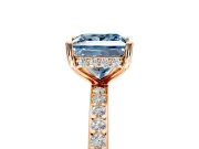 Solitaire Engagement Ring Setting for Fancy Blue Princess Cut Center with Fine Pave Band and Prong Head in Rose Gold