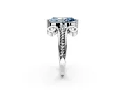 Solitaire Engagement Ring Setting for Fancy Blue Marquise Center with Twisted Band and Scroll Prong Head in White Gold