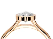 Solitaire Engagement Ring Setting for Pear-Shaped Center with V Split Shank and Bezel Head in Rose Gold