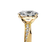 Side Accent Engagement Ring Setting for Oval Center with Accent Shoulders and Prong Head in Yellow Gold