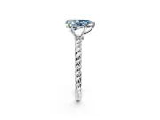 Solitaire Engagement Ring Setting for Fancy Blue Pear-Shaped Center with Plain Twisted Rope Band and Prong Head in White Gold