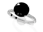 Solitaire Engagement Ring Setting for Fancy Black Round Cut Center with Fine Pave Accents and Prong Head in Platinum