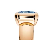 Solitaire Engagement Ring Setting for Fancy Blue Radiant Cut Center with Wide Band and Bezel Head in Rose Gold