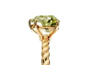 Solitaire Engagement Ring Setting for Fancy Yellow Heart-Shaped Center with Plain Twisted Rope Band and Prong Head in Yellow Gold