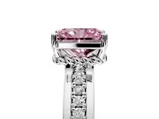Solitaire Engagement Ring Setting for Fancy Pink Radiant Cut Center with Raised Channel Band and Prong Head in Sterling Silver