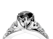 Solitaire Engagement Ring Setting for Fancy Black Marquise Center with Graduated Shared Prongs and Prong Head in Platinum