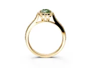 Halo Engagement Ring Setting for Fancy Green Pear-Shaped Center with Pave Accents, Heart Basket and Prong Head in Yellow Gold