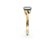 Solitaire Engagement Ring Setting for Fancy Blue Asscher Cut Center with Plain Bypass Twist Band and Prong Head in Yellow Gold