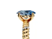 Rope Engagement Ring Setting for Fancy Blue Oval Center with Accent Shoulders and Prong Head in Yellow Gold