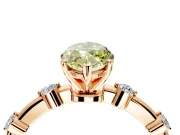 Solitaire Engagement Ring Setting for Fancy Yellow Marquise Center with Bezel Station Band and Prong Head in Rose Gold