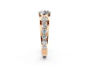 Solitaire Engagement Ring Setting for Round Cut Center with Graduated Shared Prongs and Prong Head in Rose Gold