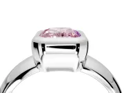 Solitaire Engagement Ring Setting for Fancy Pink Radiant Cut Center with Wide Band and Bezel Head in Sterling Silver