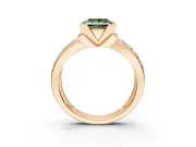 Bezel Engagement Ring Setting for Fancy Green Princess Cut Center with Wide Channel-Set Band and Bezel Head in Rose Gold
