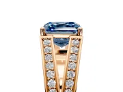 Split Shank Engagement Ring Setting for Fancy Blue Asscher Cut Center with Pave Split Shank and Prong Head in Rose Gold