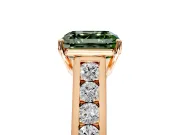 Solitaire Engagement Ring Setting for Fancy Green Asscher Cut Center with Round Cut Channel Band and Prong Head in Rose Gold