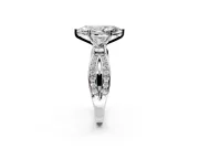 3 Stone Engagement Ring Setting for Marquise Center with Pave Twist Band and Prong Head in Platinum