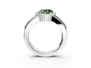 Halo Engagement Ring Setting for Fancy Green Heart-Shaped Center with Wide Band, Inlaid Accent Row and Prong Head in Platinum