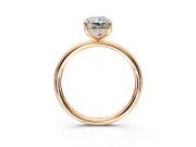 Solitaire Engagement Ring Setting for Radiant Cut Center with Plain Band, Open Basket and Prong Head in Rose Gold