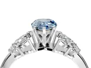 Leaf Cluster Engagement Ring Setting for Fancy Blue Pear-Shaped Center with Marquise Accents and Prong Head in Platinum