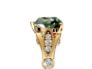 Solitaire Engagement Ring Setting for Fancy Green Heart-Shaped Center with Marquise and Bezel Accents and Prong Head in Yellow Gold