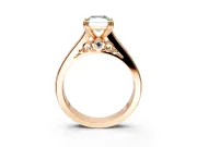 Solitaire Engagement Ring Setting for Fancy Green Radiant Cut Center with Channel Band and Double Claw Prong Head in Rose Gold