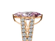 Solitaire Engagement Ring Setting for Fancy Pink Marquise Center with Pave Split Shank and Prong Head in Rose Gold