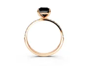 Solitaire Engagement Ring Setting for Fancy Black Cushion Cut Center with Pave Accents and Prong Head in Rose Gold